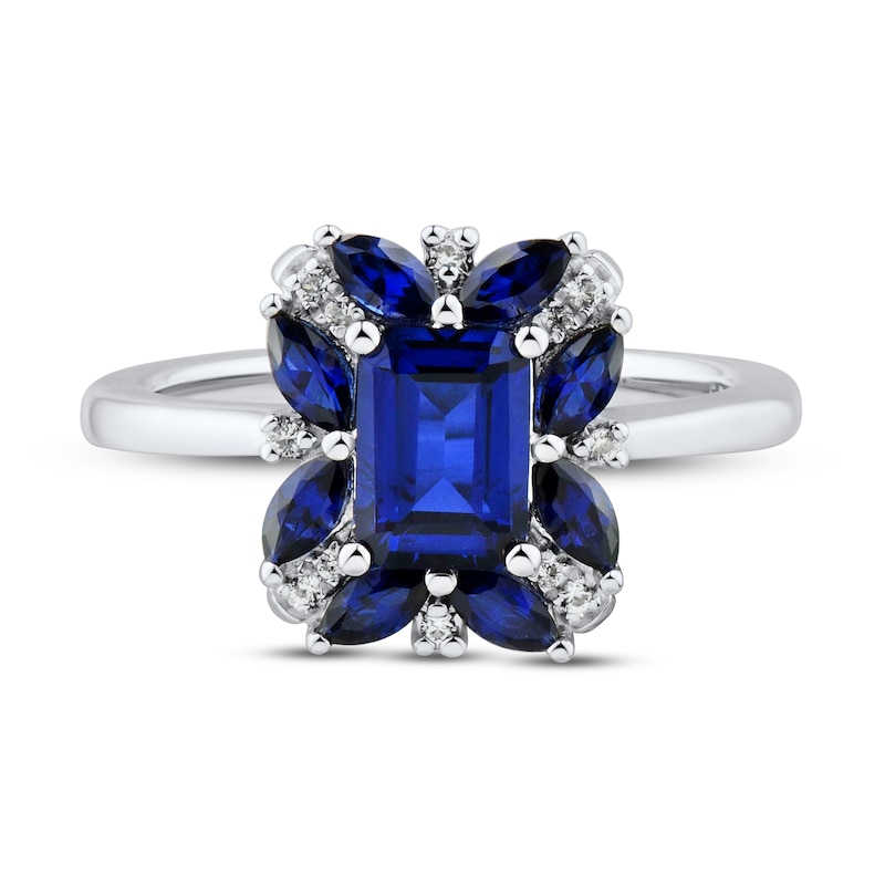 Main Image 2 of Blue/White Lab-Created Sapphire Ring Sterling Silver