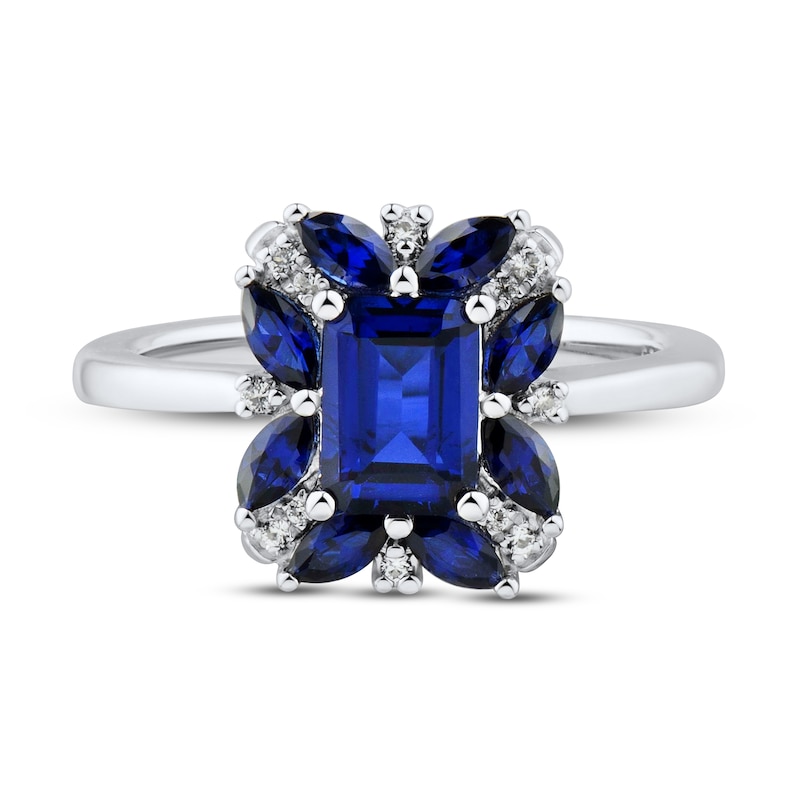 Blue/White Lab-Created Sapphire Ring Sterling Silver