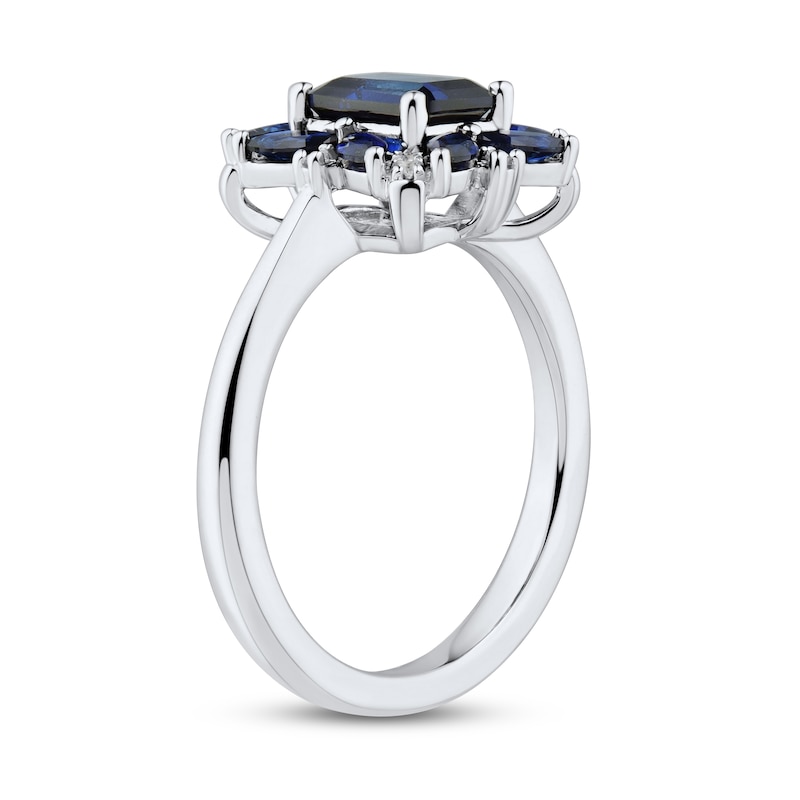 Main Image 3 of Blue/White Lab-Created Sapphire Ring Sterling Silver
