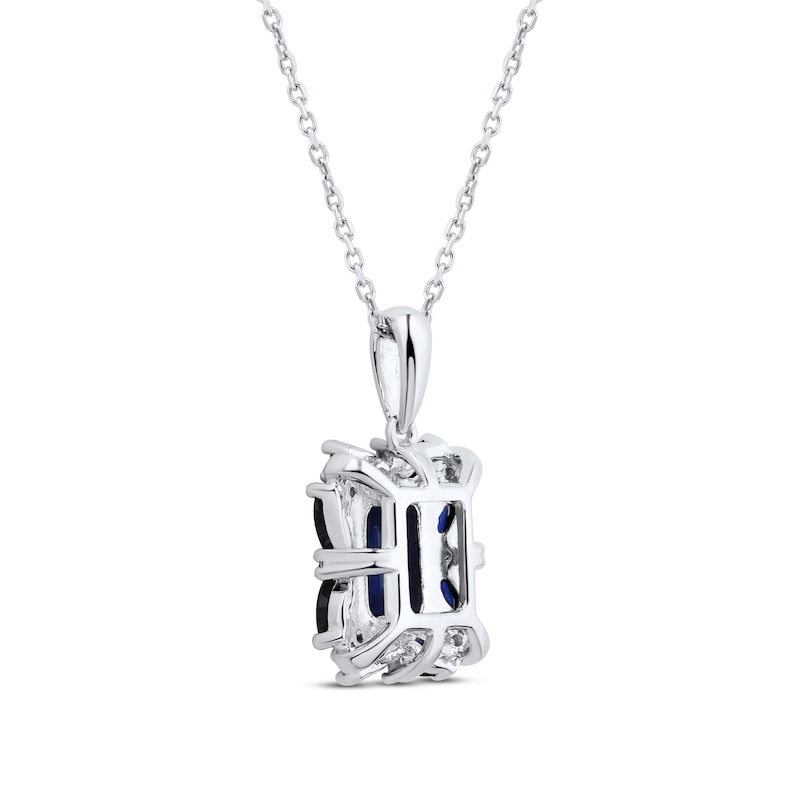 Main Image 3 of Blue/White Lab-Created Sapphire Necklace Sterling Silver 18&quot;