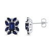 Blue/White Lab-Created Sapphire Earrings Sterling Silver