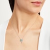 Thumbnail Image 3 of Lab-Created Emerald & White Lab-Created Sapphire Palm Tree Necklace Sterling Silver 18&quot;