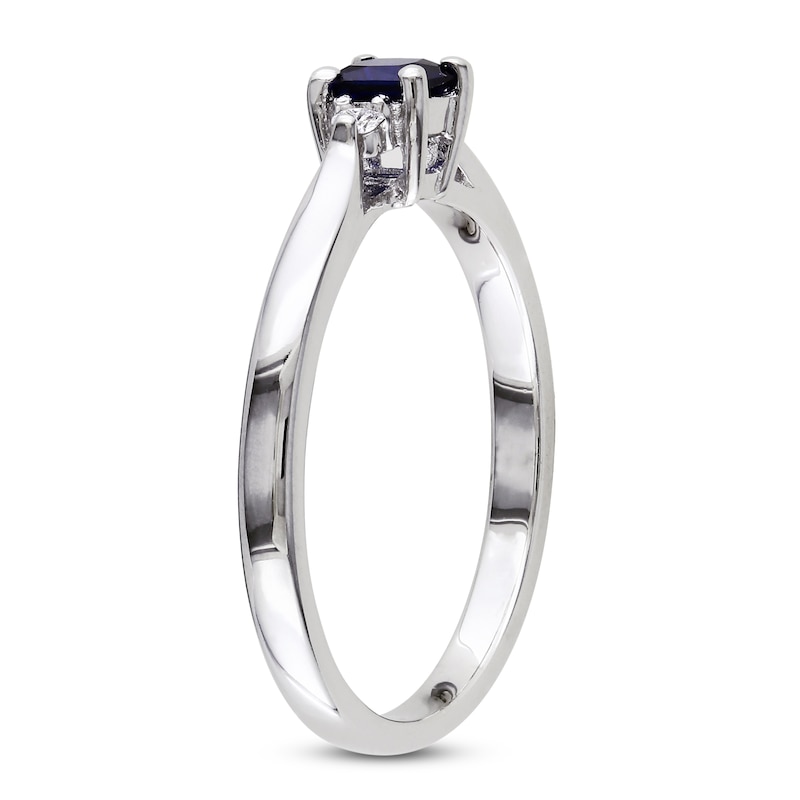 Main Image 2 of Blue Lab-Created Sapphire & Diamond Ring Sterling Silver