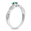 Thumbnail Image 2 of Lab-Created Emerald & Diamond Ring 1/15 ct tw Round-Cut Sterling Silver