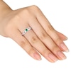 Thumbnail Image 3 of Lab-Created Emerald & Diamond Ring 1/15 ct tw Round-Cut Sterling Silver