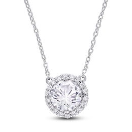 White Lab-Created Sapphire Necklace Sterling Silver 18"