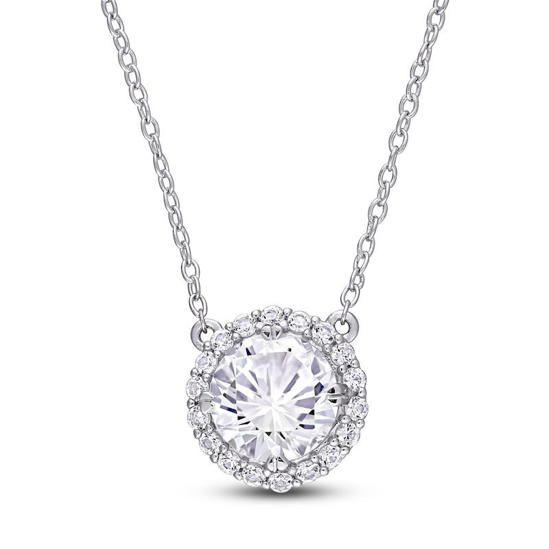 Main Image 1 of White Lab-Created Sapphire Necklace Sterling Silver 18"