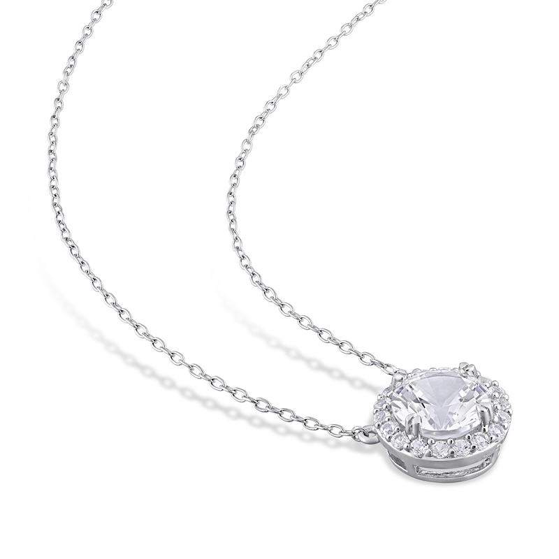 Main Image 3 of White Lab-Created Sapphire Necklace Sterling Silver 18"