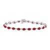 Thumbnail Image 1 of Lab-Created Ruby Bracelet Oval-cut Sterling Silver