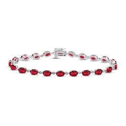 Lab-Created Ruby Bracelet Oval-cut Sterling Silver