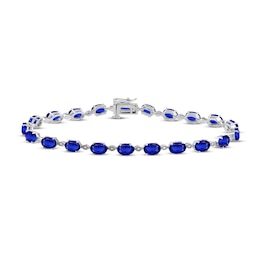 Blue Lab-Created Sapphire Bracelet Oval-cut Sterling Silver