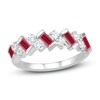 Lab-Created Ruby & White Lab-Created Sapphire Ring Sterling Silver