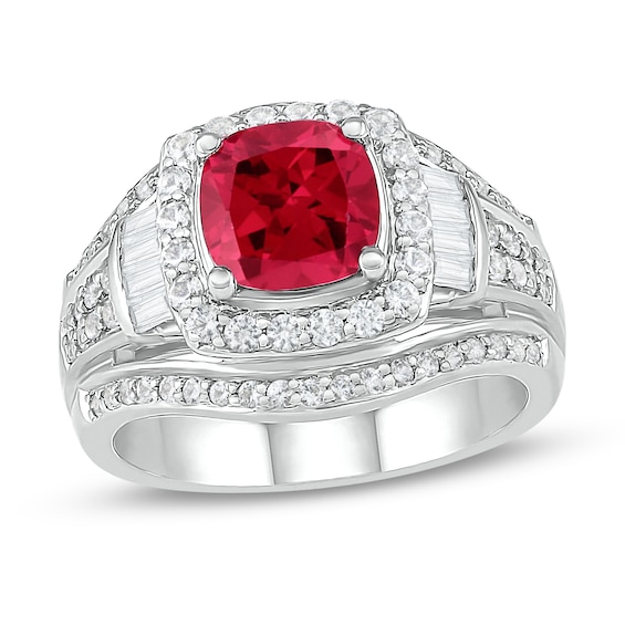 Lab-Created Ruby & White Sapphire Ring Sterling Silver