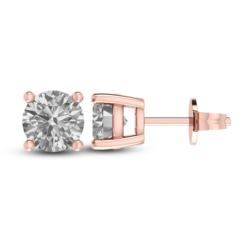 White Lab-Created Sapphire Solitaire Earrings 10K Rose Gold