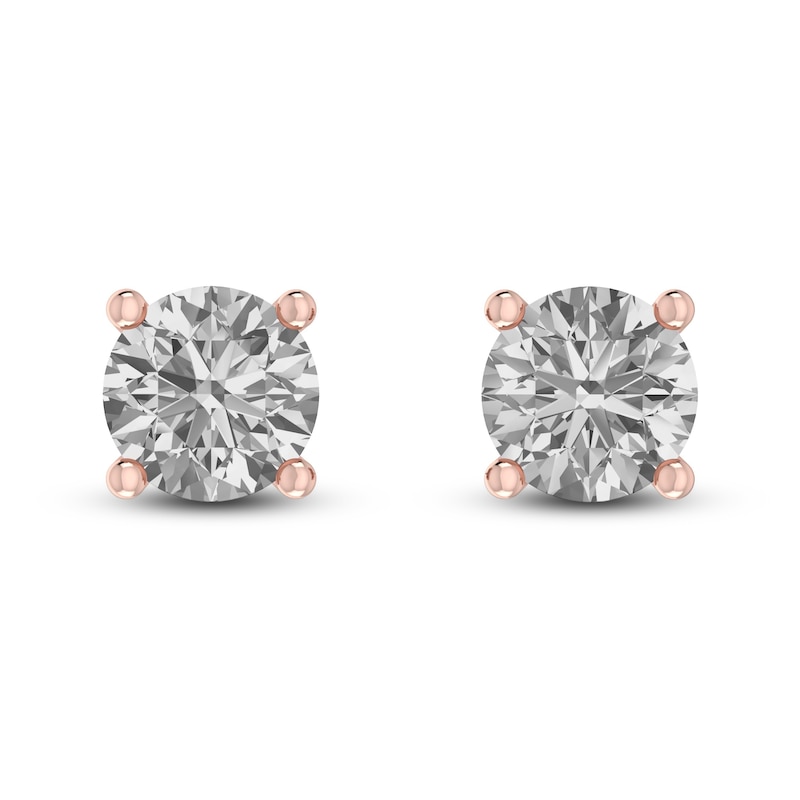 White Lab-Created Sapphire Solitaire Earrings 10K Rose Gold