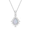 Thumbnail Image 1 of Lab-Created Opal & White Lab-Created Sapphire Necklace Sterling Silver 18"