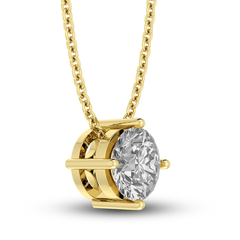 Main Image 2 of White Lab-Created Sapphire Solitaire Necklace 10K Yellow Gold 18&quot;
