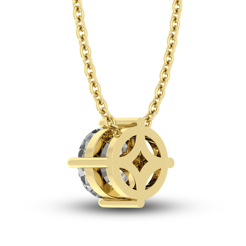 Main Image 3 of White Lab-Created Sapphire Solitaire Necklace 10K Yellow Gold 18&quot;