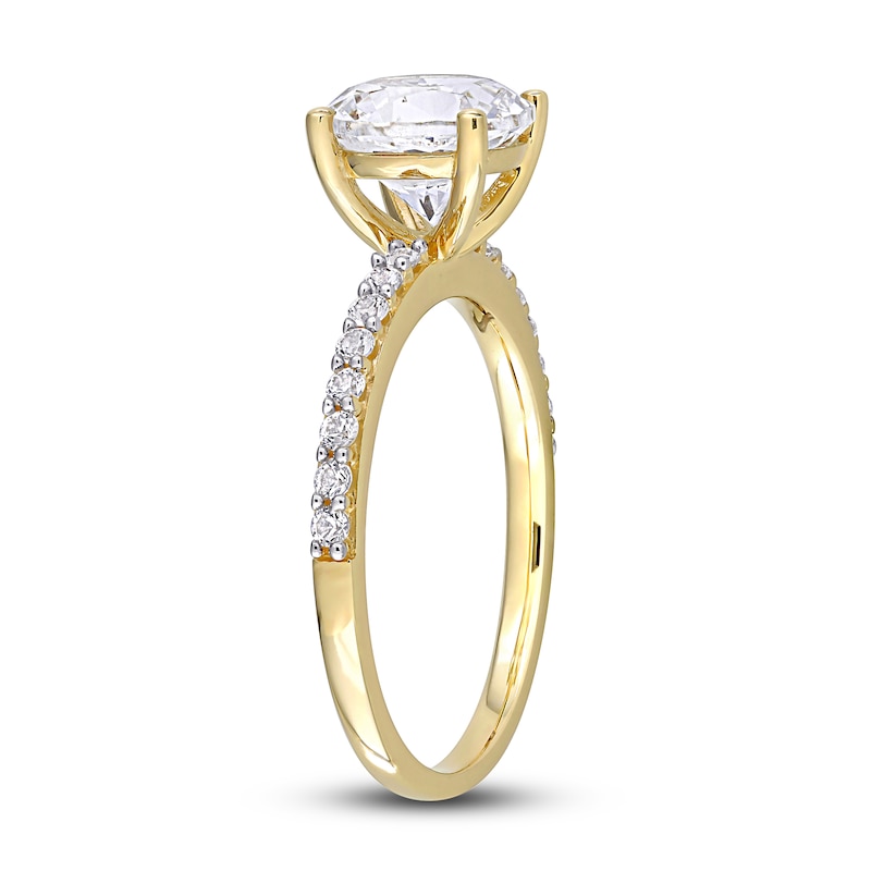 Main Image 3 of White Lab-Created Sapphire Ring 10K Yellow Gold