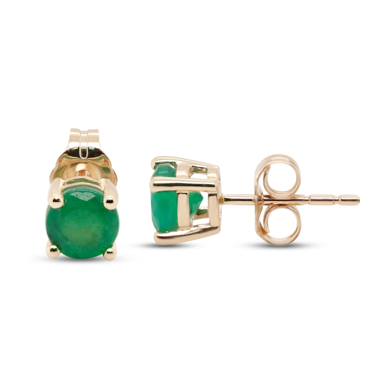 Main Image 1 of Emerald Solitaire Earrings 10K Yellow Gold