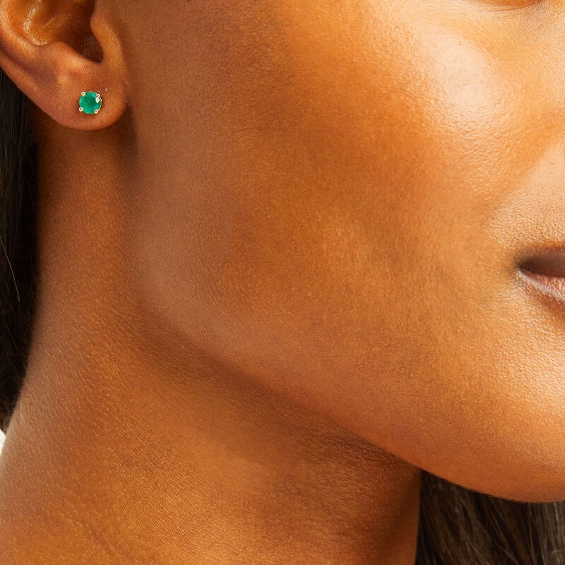 Main Image 2 of Emerald Solitaire Earrings 10K Yellow Gold