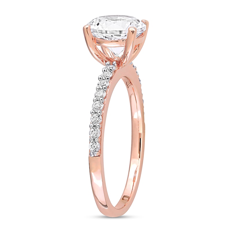 Main Image 3 of White Lab-Created Sapphire Ring 10K Rose Gold