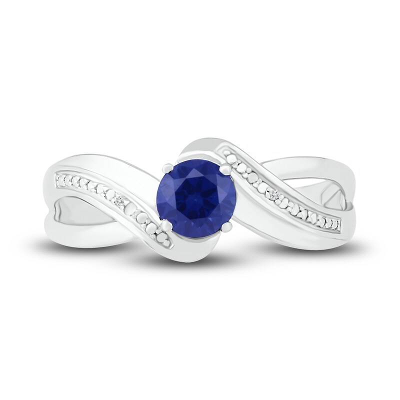 Main Image 2 of Blue & White Lab-Created Sapphire Ring Sterling Silver