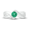 Thumbnail Image 2 of Lab-Created Emerald & White Lab-Created Sapphire Ring Sterling Silver