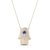 Thumbnail Image 1 of Blue/White Lab-Created Sapphire Hamsa Necklace 10K Yellow Gold 18&quot;
