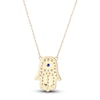 Thumbnail Image 3 of Blue/White Lab-Created Sapphire Hamsa Necklace 10K Yellow Gold 18&quot;