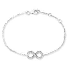 Infinity Bracelet White Lab-Created Sapphire Sterling Silver 7.5"