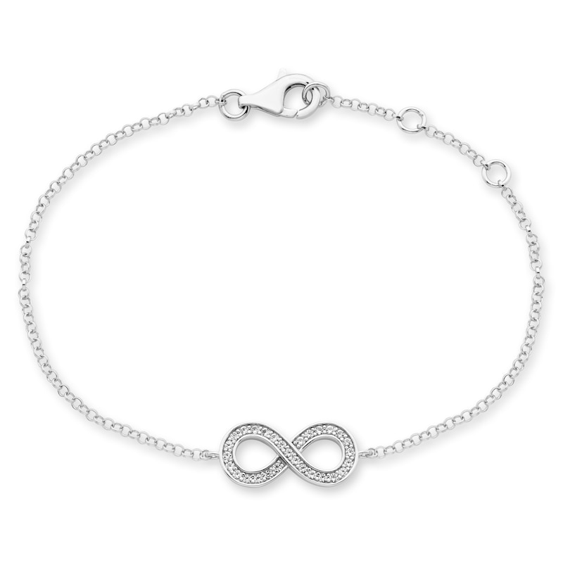 Infinity Bracelet White Lab-Created Sapphire Sterling Silver 7.5