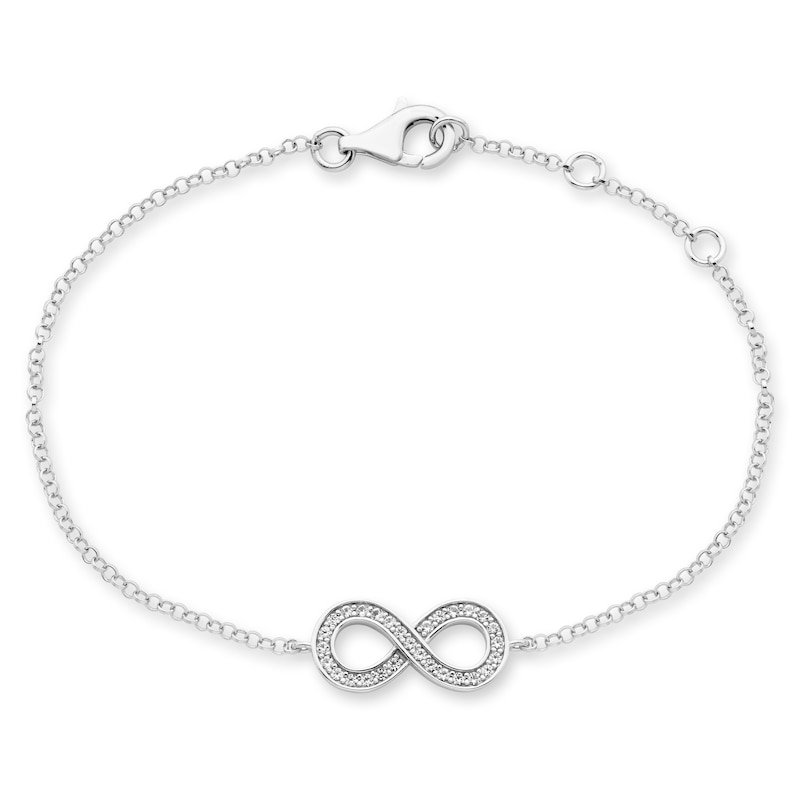 Main Image 1 of Infinity Bracelet White Lab-Created Sapphire Sterling Silver 7.5&quot;