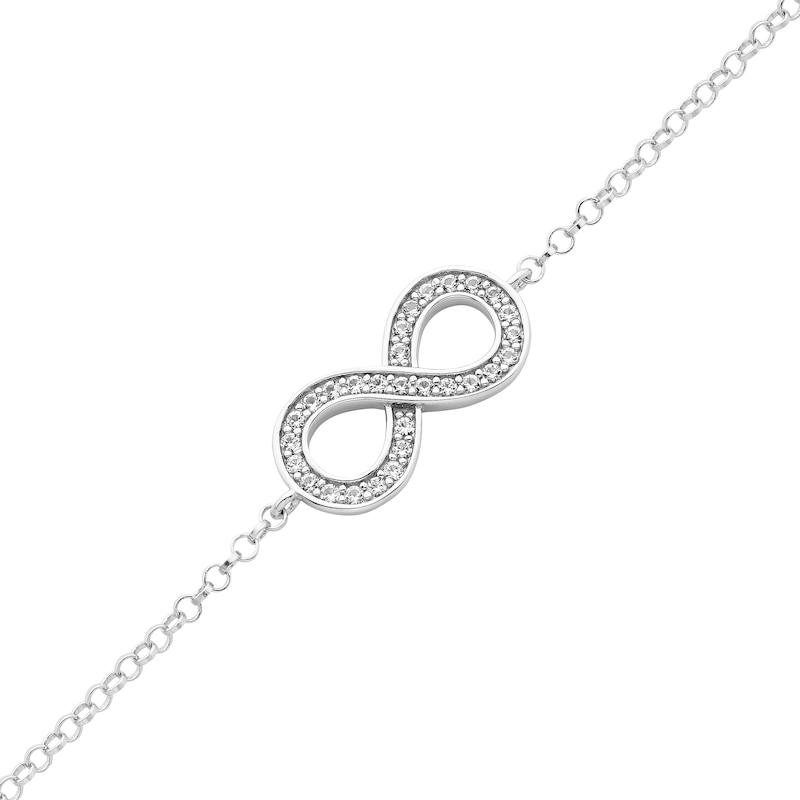 Main Image 2 of Infinity Bracelet White Lab-Created Sapphire Sterling Silver 7.5&quot;