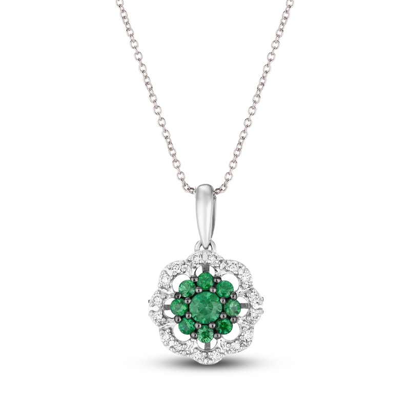 Main Image 1 of Le Vian Emerald & Diamond Necklace 1/8 ct tw Diamonds 14K Vanilla Gold 18&quot;