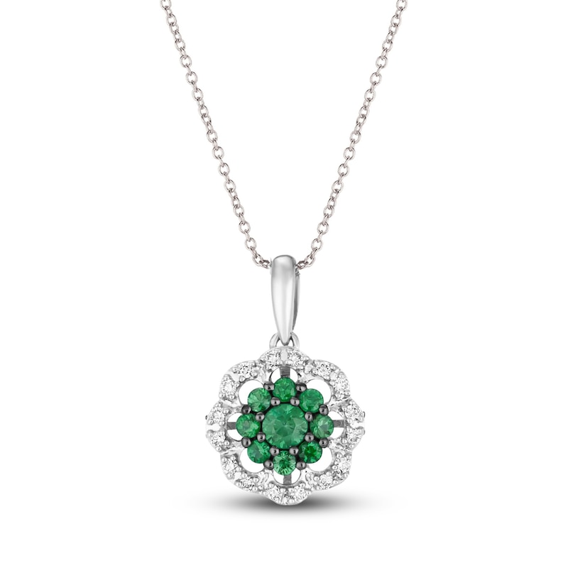 Le Vian Emerald & Diamond Necklace 1/8 ct tw Diamonds 14K Vanilla Gold 18"