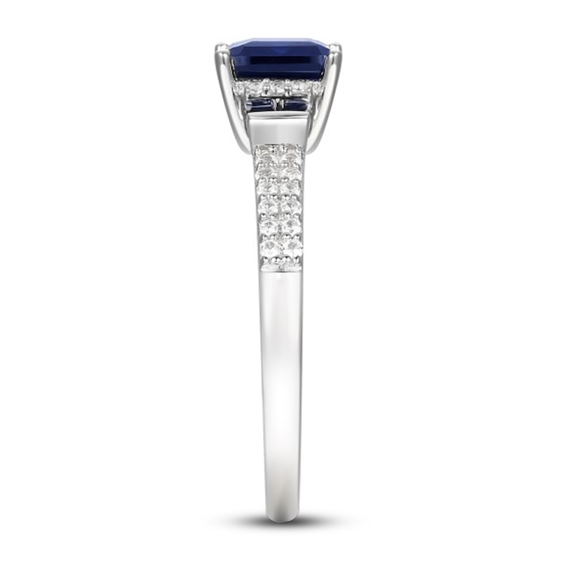 Main Image 2 of Blue Sapphire Ring 1/6 ct tw Diamonds 10K White Gold