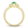 Thumbnail Image 3 of Emerald Ring 1/6 ct tw Diamonds 10K Yellow Gold
