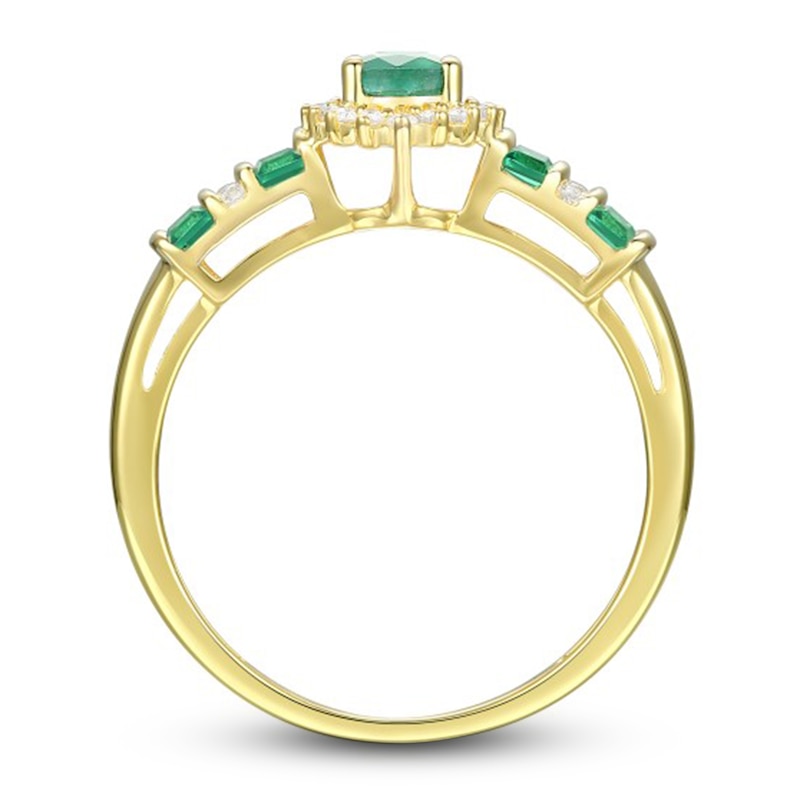 Main Image 3 of Emerald Ring 1/10 ct tw Diamonds 10K Yellow Gold