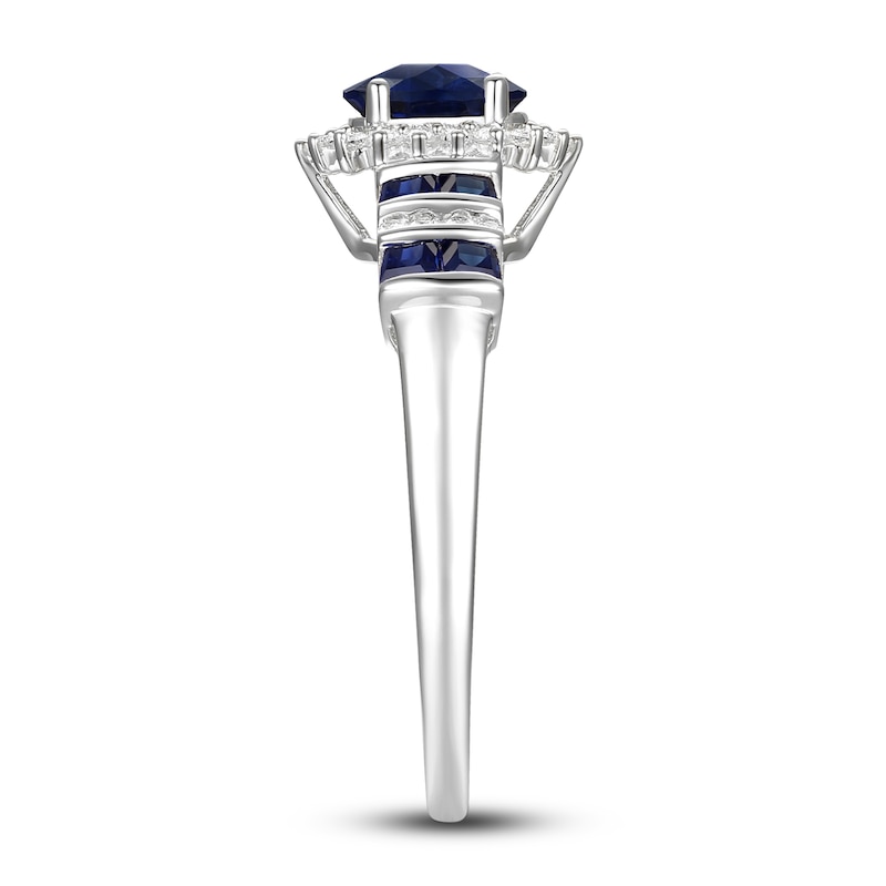 Main Image 2 of Blue Sapphire Ring 1/10 ct tw Diamonds 10K White Gold