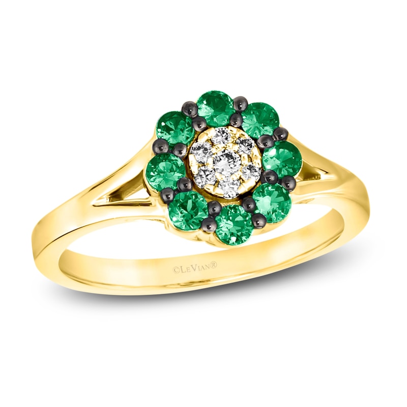 Main Image 1 of Le Vian Diamond & Emerald Ring 1/20 ct tw Diamonds 14K Honey Gold