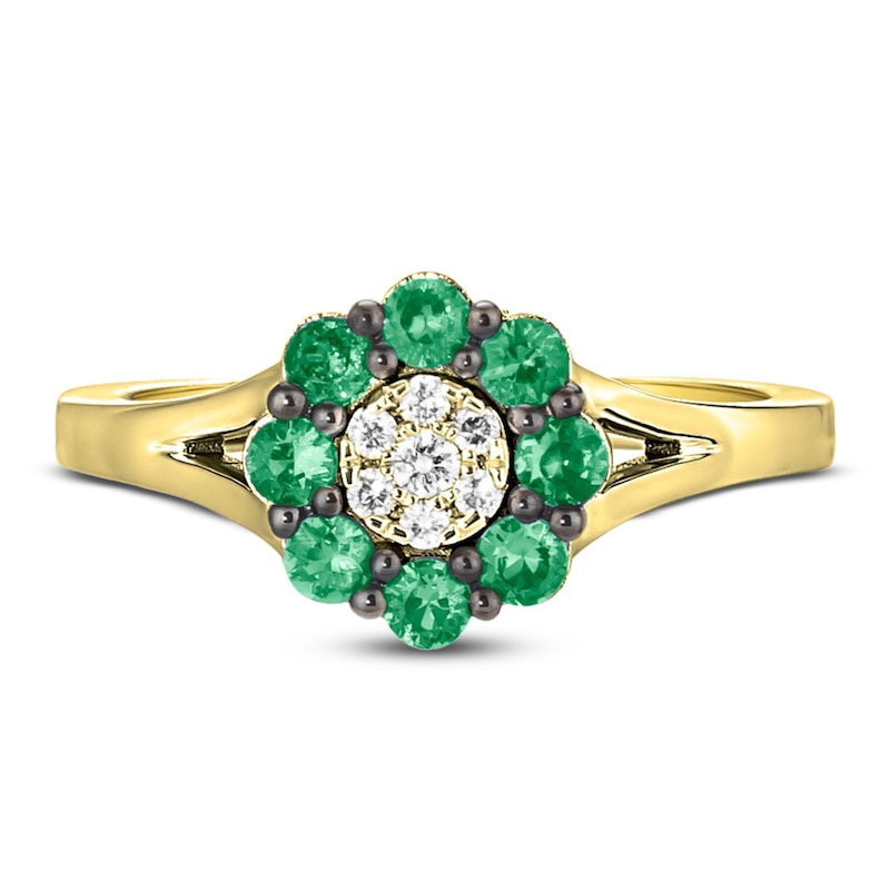 Main Image 2 of Le Vian Diamond & Emerald Ring 1/20 ct tw Diamonds 14K Honey Gold