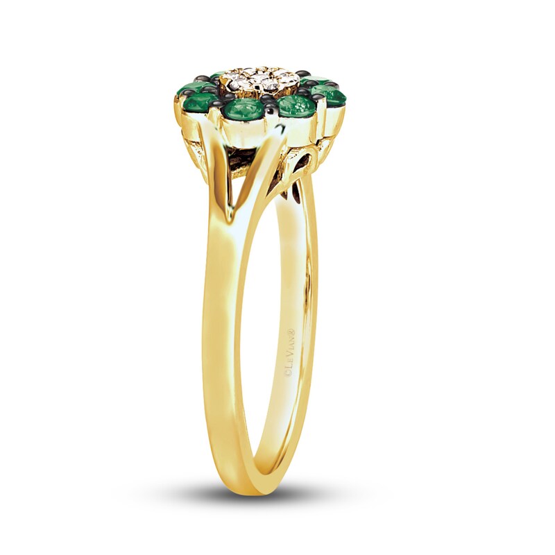 Main Image 4 of Le Vian Diamond & Emerald Ring 1/20 ct tw Diamonds 14K Honey Gold