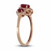 Thumbnail Image 2 of Three-Stone Ruby & Diamond Ring 1/8 ct tw Oval, Round-Cut 10K Rose Gold