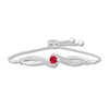 Lab-Created Ruby & White Lab-Created Sapphire Bolo Bracelet Sterling Silver