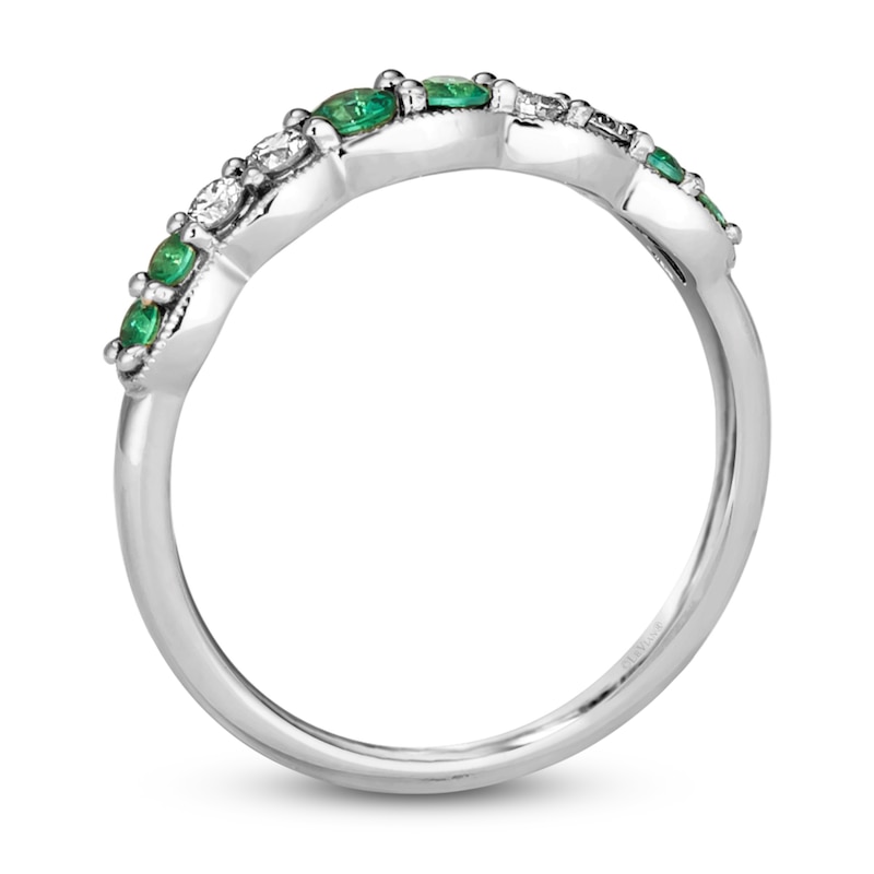 Le Vian Emerald & Diamond Stacking Ring 1/6 ct tw Diamonds 14K Vanilla Gold