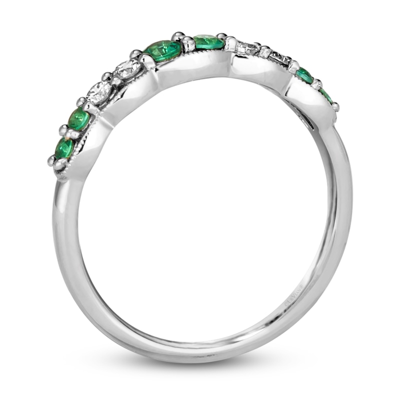 Main Image 3 of Le Vian Emerald & Diamond Stacking Ring 1/6 ct tw Diamonds 14K Vanilla Gold