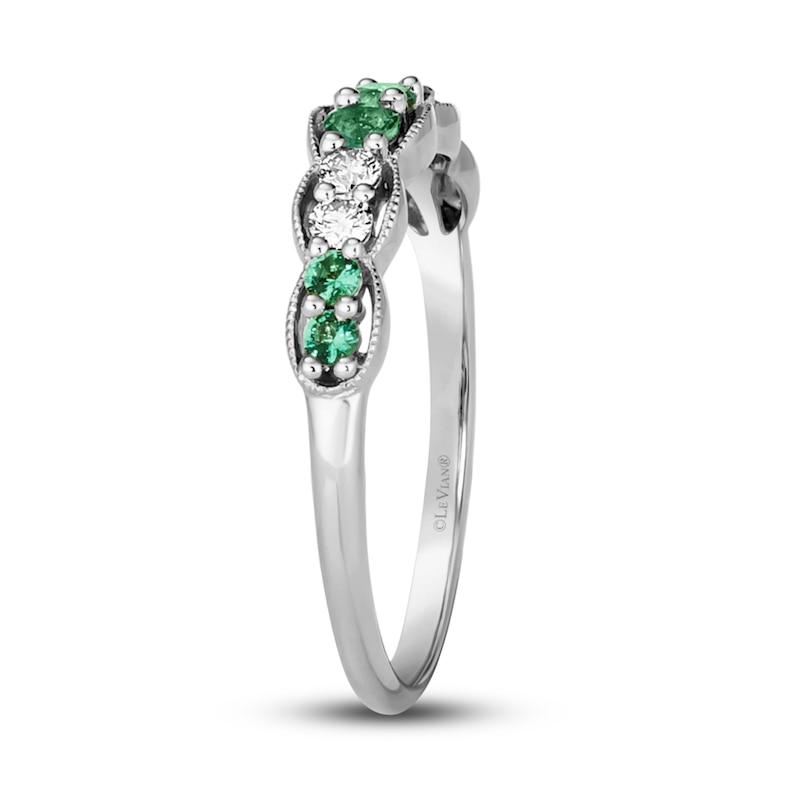 Main Image 4 of Le Vian Emerald & Diamond Stacking Ring 1/6 ct tw Diamonds 14K Vanilla Gold
