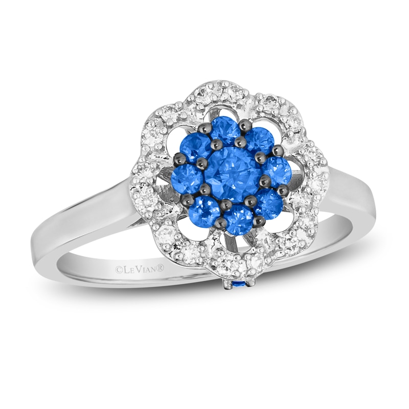 Main Image 1 of Le Vian Sapphire & Diamond Ring 1/10 ct tw Diamonds 14K Vanilla Gold