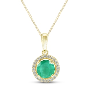 Emerald Necklace 1/15 ct tw Diamonds 10K Yellow Gold 18
